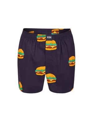 Happy Shorts X heren wijde boxershort met binnenbroek burger print