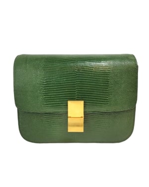 Celine Classic Medium Green Lizard