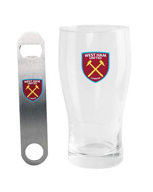 West Ham United FC Pint Glass & Bottle Opener Set