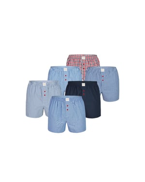 Phil & Co 6-pack wijde boxershorts heren geweven katoen classic pack 6-pack