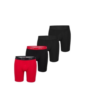 Phil & Co Boxershorts heren met lange pijpen boxer briefs 4-pack rood / zwart