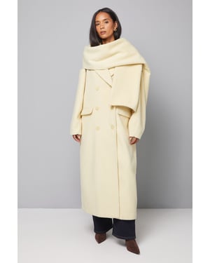 Double Breasted Twill Scarf Detail Coat