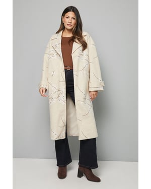 Floral Three Button Collared Coat