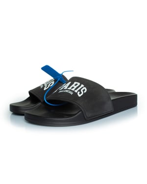 Balenciaga Pool slide Parijs print in zwart