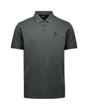 No Excess Polo pique garment dyed dark steel
