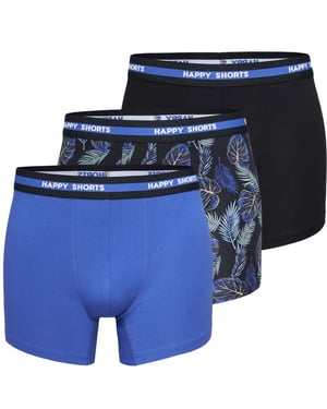 Happy Shorts 3-pack boxershorts heren hawaii zwart/blauw