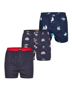 Happy Shorts Wijde boxershorts heren met print 3-pack