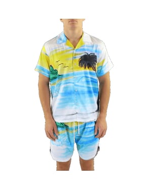 Flaneur Homme Heren airbrushed silk shirt