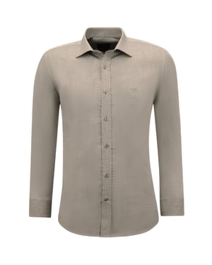 Gentile Bellini Overhemden lange mouw effen oxford slim fit bruin