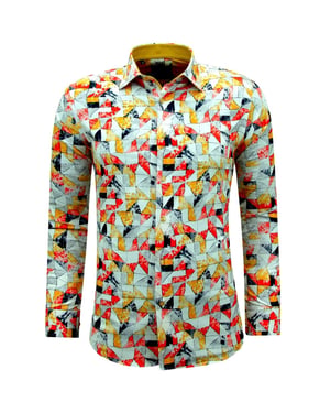 Gentile Bellini Strijkvrijlange mouwen slim fit met geel