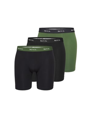 Phil & Co Boxershorts heren met lange pijpen boxer briefs 3-pack zwart / groen