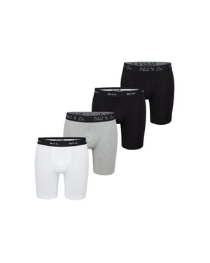 Phil & Co Boxershorts heren met lange pijpen boxer briefs 4-pack wit / grijs