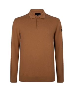 PRESLY & SUN Brad long sleeve knitted polo camel