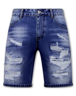 Enos Korte spijkerbroek met gaten denim short