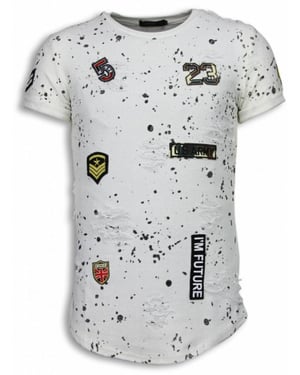 Justing Paint drops army shirt long fit t-shirt black dotted