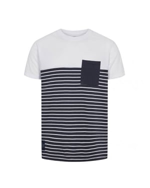 Kronstadt Timmi recycled stripe pocket shirt navy white ks3626