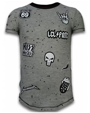 Local Fanatic Longfit asymmetric embroidery t-shirt patches