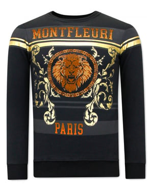 Montfleuri Sweater met print leeuw strass