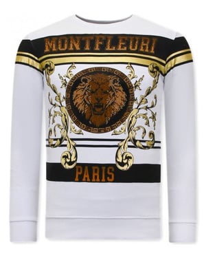 Montfleuri Sweater met print leeuw strass