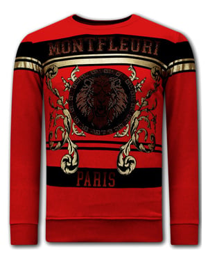Montfleuri Sweater met print leeuw strass