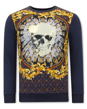Montfleuri Sweater met print skull strass