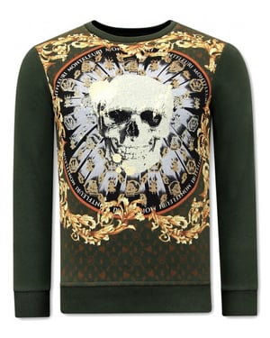 Montfleuri Sweater met print skull strass