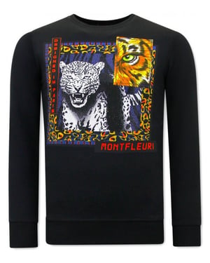 Montfleuri Sweater met print tiger poster