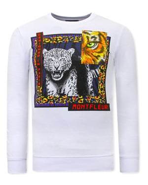 Montfleuri Sweater met print tiger poster
