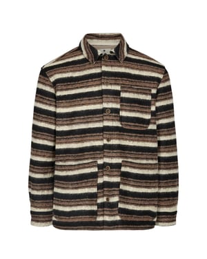 Anerkjendt Akotto wool stripe overshirt chocolate brown