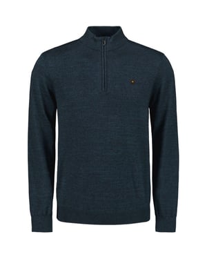 No Excess Pullover half zip 2 coloured melang navy