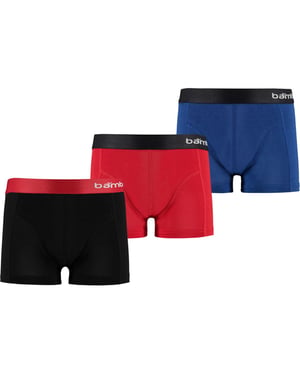 Apollo Bamboe boxershorts jongens 3-pack zwart blauw rood