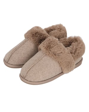 Apollo Dames instap pantoffel vilt taupe
