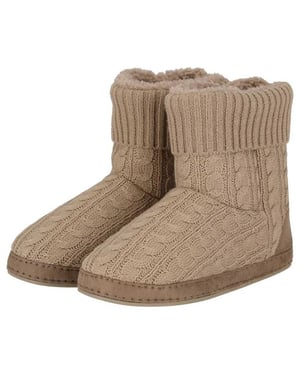 Apollo Dames pantoffels kabel patroon taupe