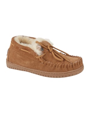 Warmbat Bunya suede cognac dames pantoffel (gesloten hiel)