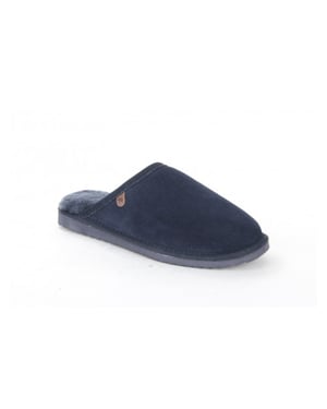 Warmbat Classic dk.navy heren pantoffel (open hiel)