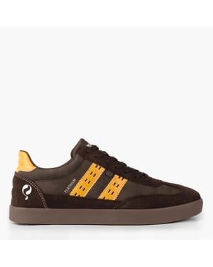 Q1905 Sneaker platinum donkerbruin/geel