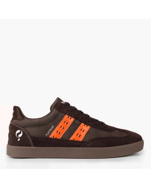 Q1905 Sneaker platinum donkerbruin/oranje