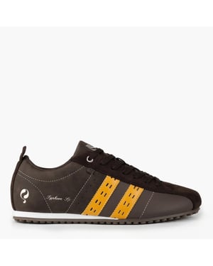 Q1905 Sneaker typhoon sp donkerbruin/geel