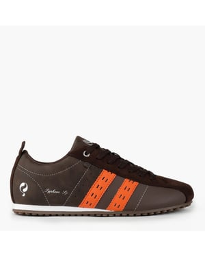 Q1905 Sneaker typhoon sp donkerbruin/oranje