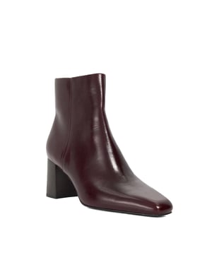 Dune Ladies Panamas - Leather Mid Height Block Heel Ankle Boots