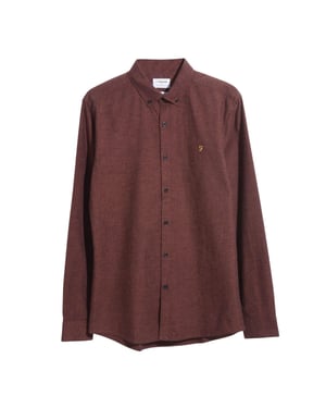 Farah Heren Steen Lange Mouwen Shirt (Bruin)