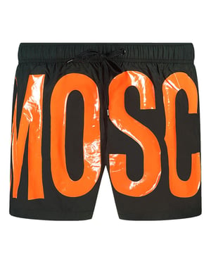 Moschino Heren Logo Zwemshort (Oranje/zwart)