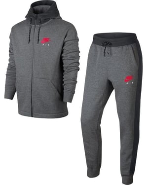 Nike Grey Red Hooded Fleece Tracksuit