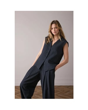 Summum 9s137-12258 495 gilet pinstripe midnight blue