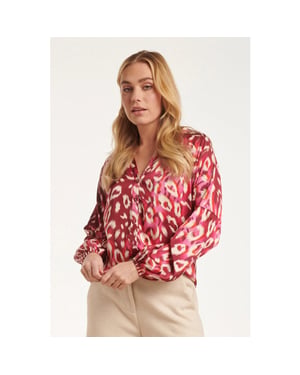 Smashed Lemon 24504 fuchsia cheetah print satijnen blouse |