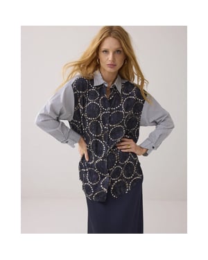 Summum 2s3329-12263 495 blouse all over print midnight blue