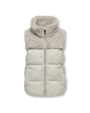Only Kogwanja fur puffer mix waistcoat otw beige