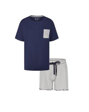 By Louise Dames korte pyjama set shortama blauw