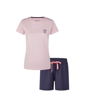 By Louise Dames korte pyjama set shortama roze weekend
