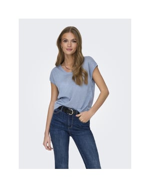 Only Onlsilvery s/s v neck lurex top jrs